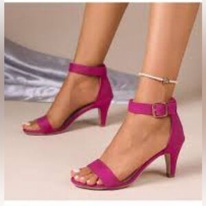 Women’s Style & Co Paycee Raspberry Pink Faux Suede Ankle Strap Pumps Size 10 US